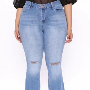 Fashion Nova High Rise Distressed Flat Leg Jean Size 16
